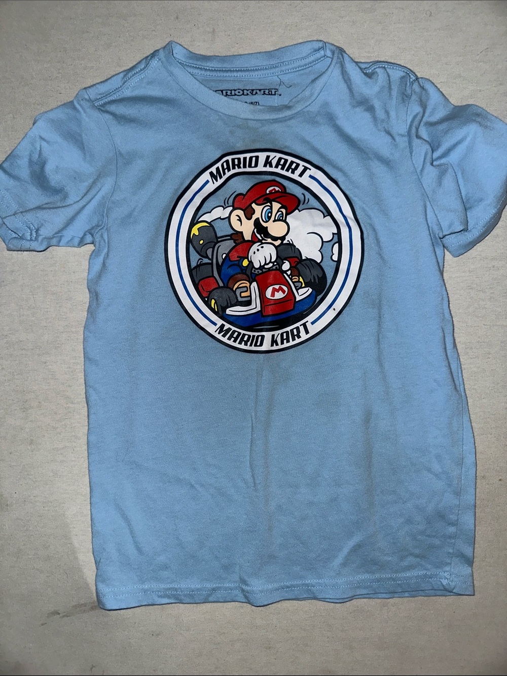 Kids Size 6 Mario Kart Graphic Tee in Light Blue